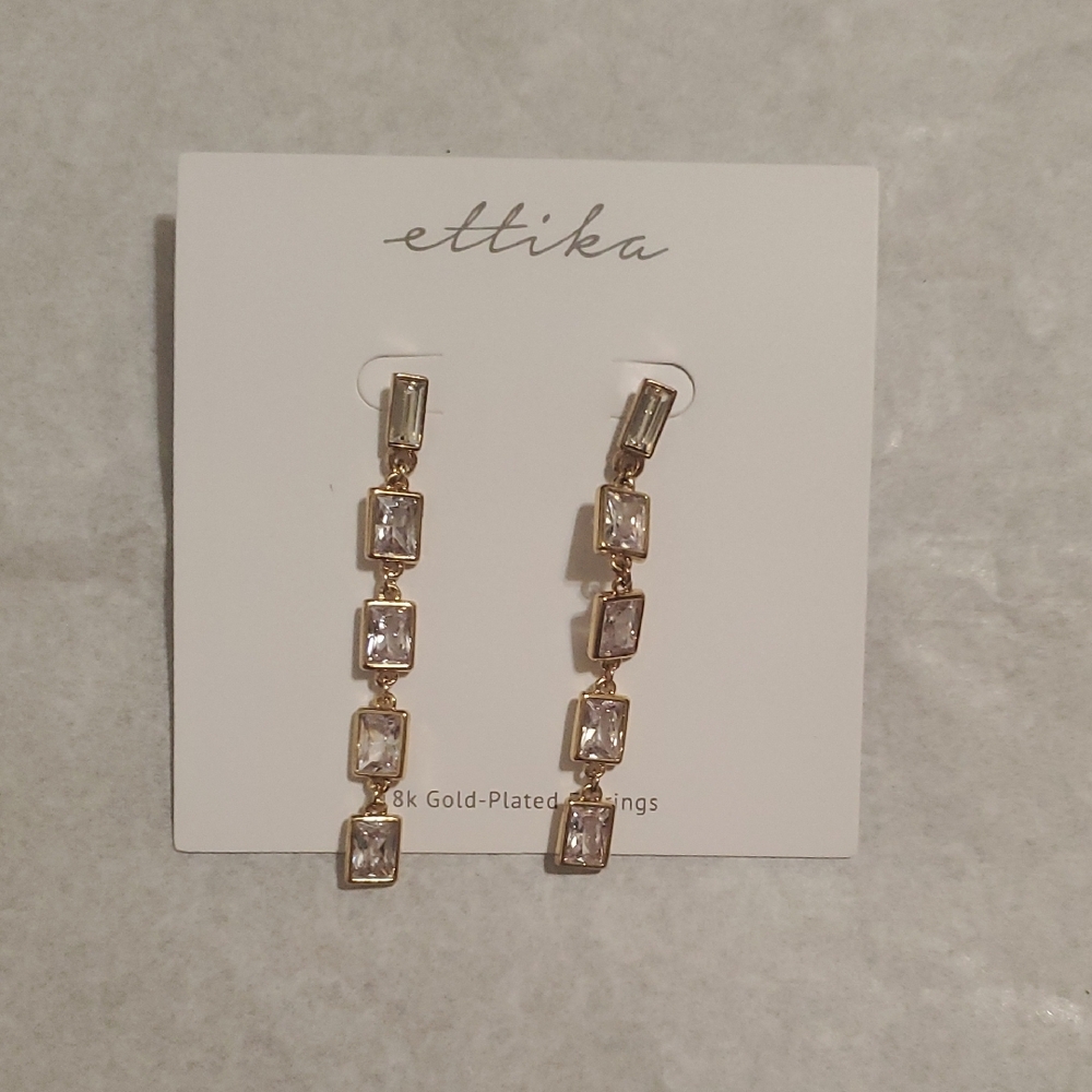 ettika Gold Geometric Drop Earrings. NWOT
